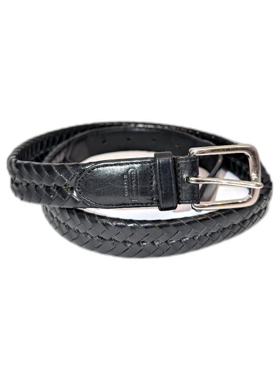 Coach | Unisex Black Braided Leather Belt with Silver Buckle | Size 32\
